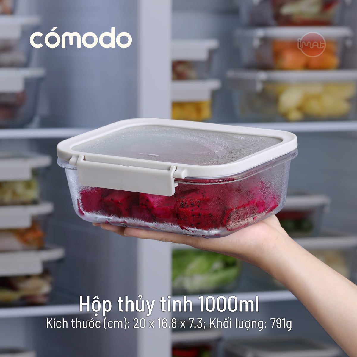 Bộ 14 hộp thuỷ tinh Comodo chịu nhiệt nắp kính