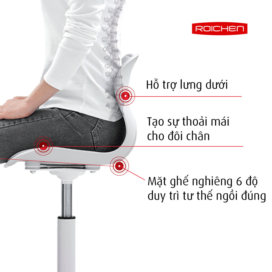 Ghế chỉnh dáng ngồi đúng WOW chân xoay Roichen