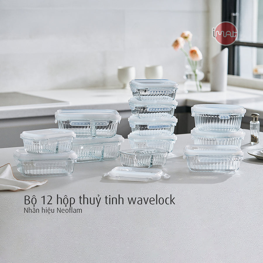Bộ 12 hộp thuỷ tinh wavelock ( Đã bao gồm phí ship )
