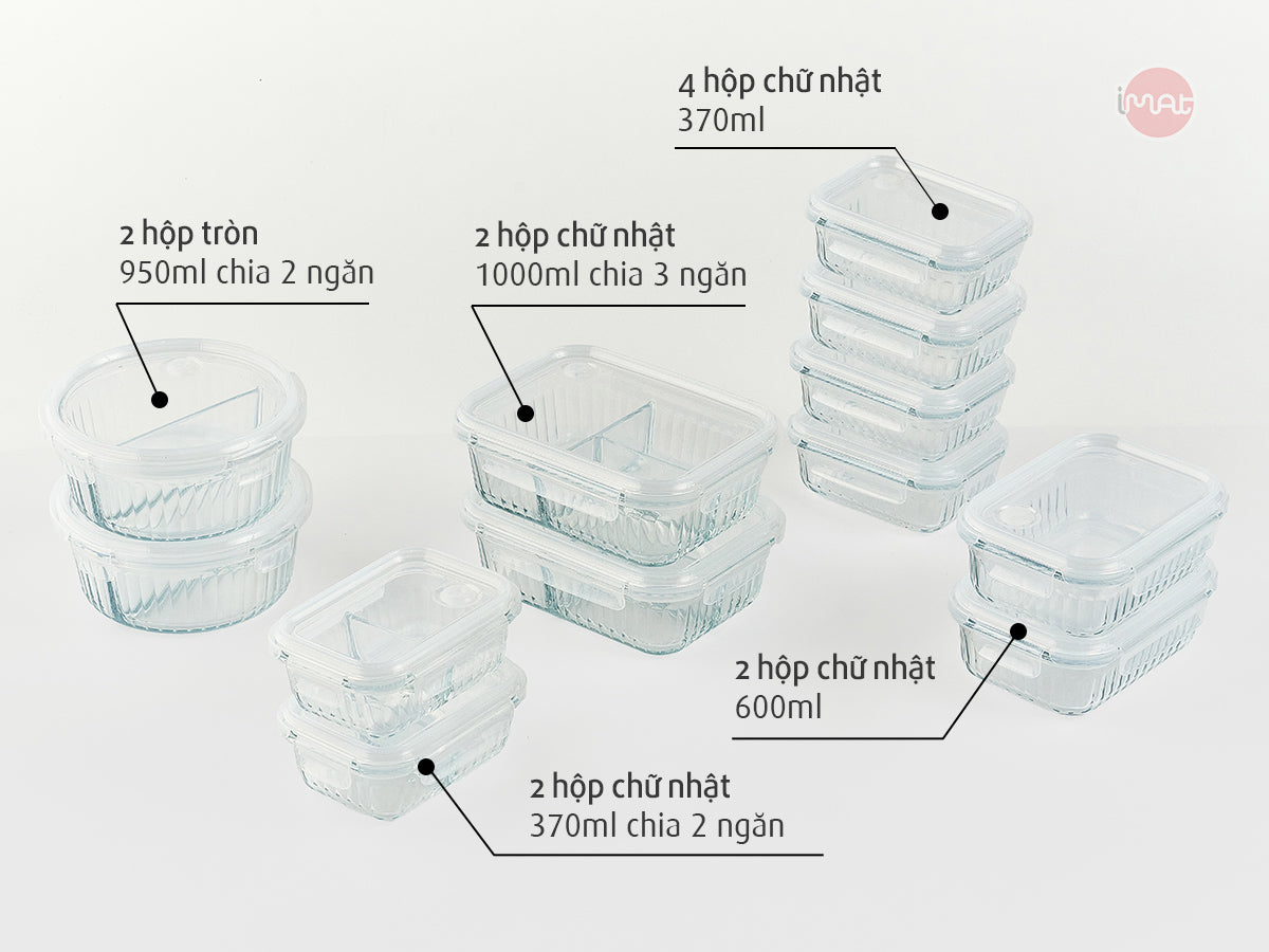 Bộ 12 hộp thuỷ tinh wavelock ( Đã gồm ship)