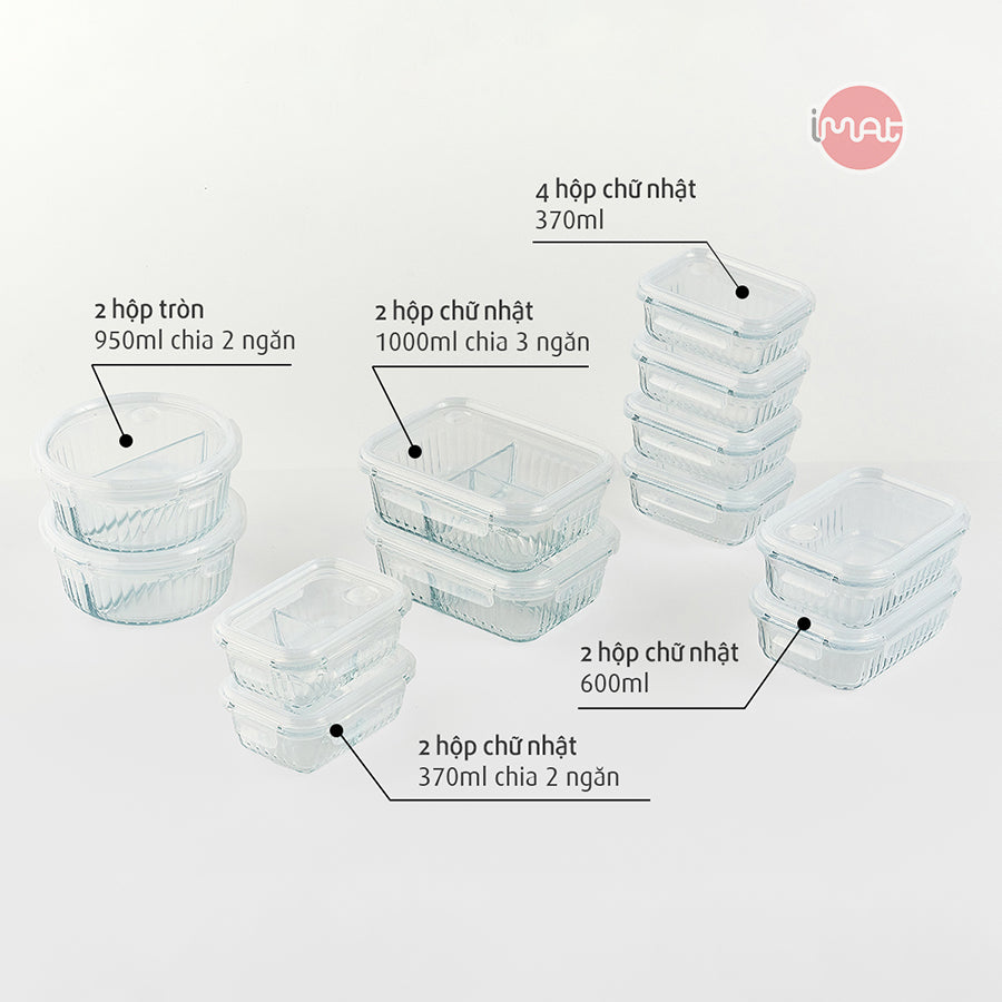 Bộ 12 hộp thuỷ tinh wavelock ( Đã bao gồm phí ship )