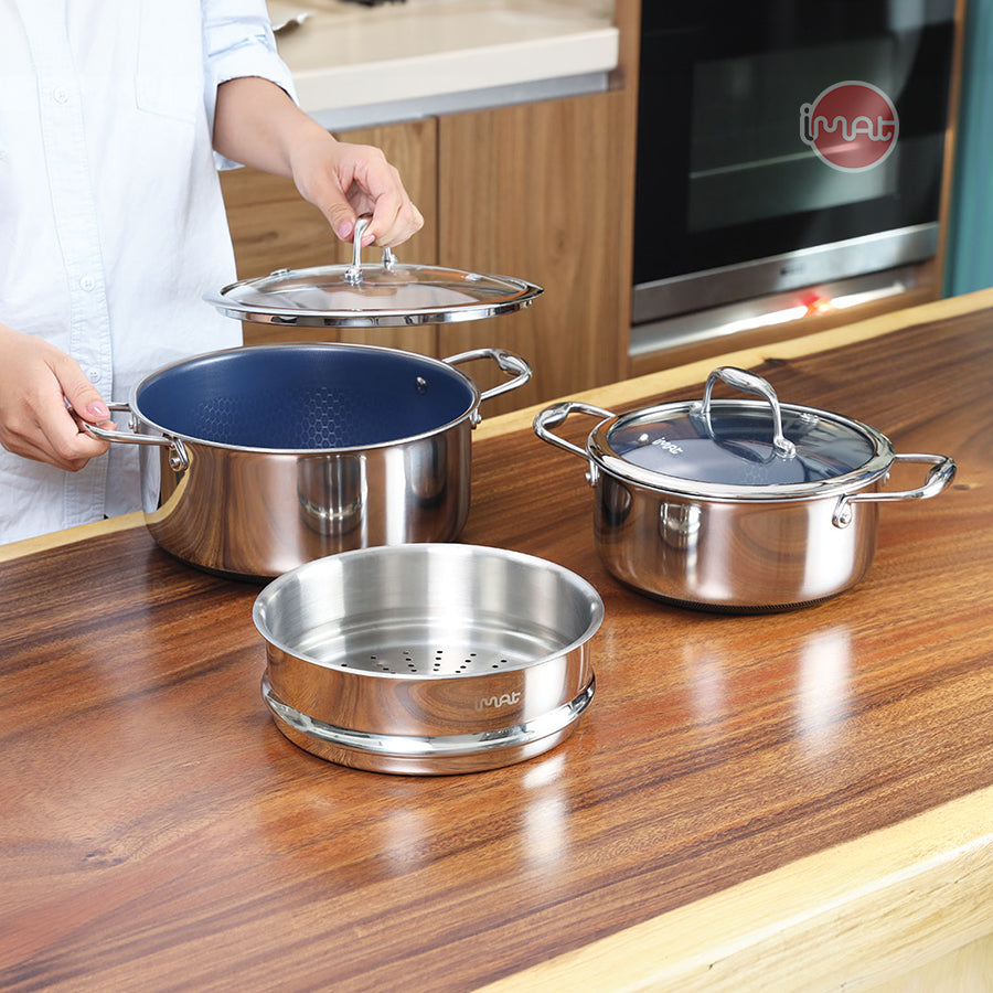 Bộ 2 nồi iMat Hybrid lòng xanh 20, 24