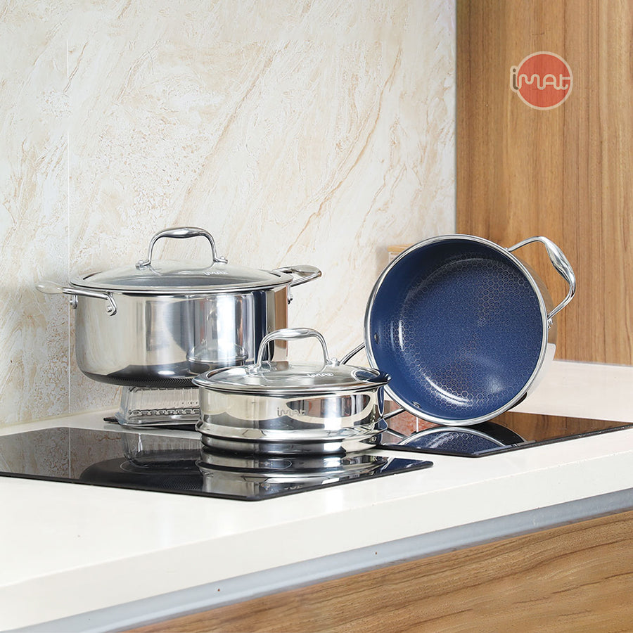Bộ 2 nồi iMat Hybrid lòng xanh 20, 24