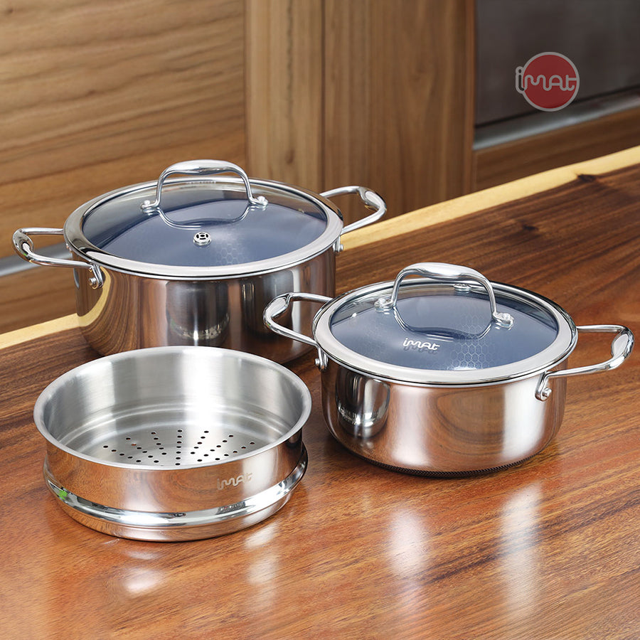 Bộ 2 nồi iMat Hybrid lòng xanh 20, 24