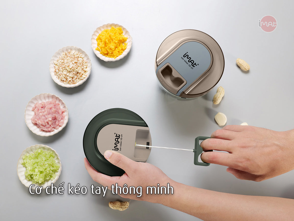 Cối xay tỏi ớt kéo tay cốc Tritan