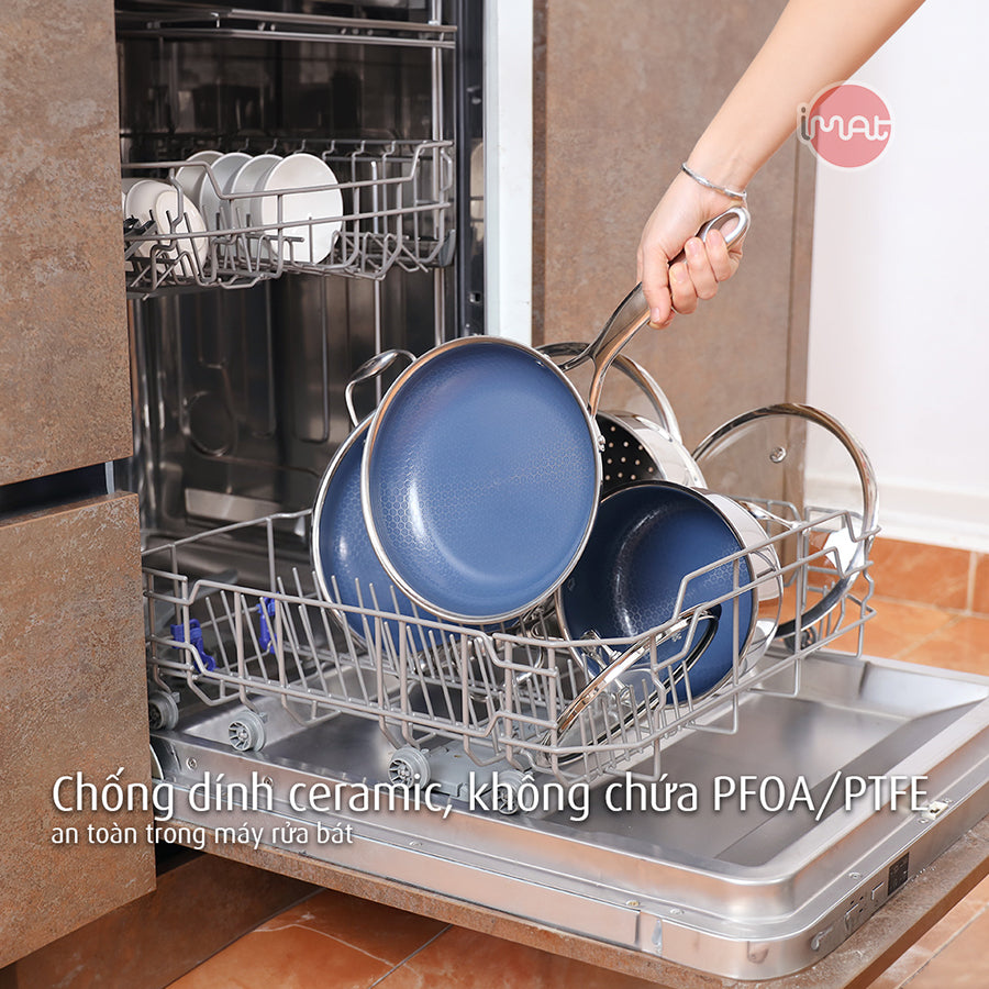 Bộ 5 nồi chảo iMat Hybrid lòng xanh