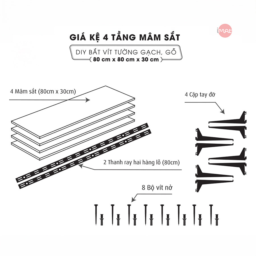 Kệ lắp ráp DIY 4 tầng mâm sắt