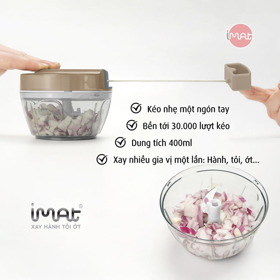 Cối xay tỏi ớt kéo tay cốc Tritan