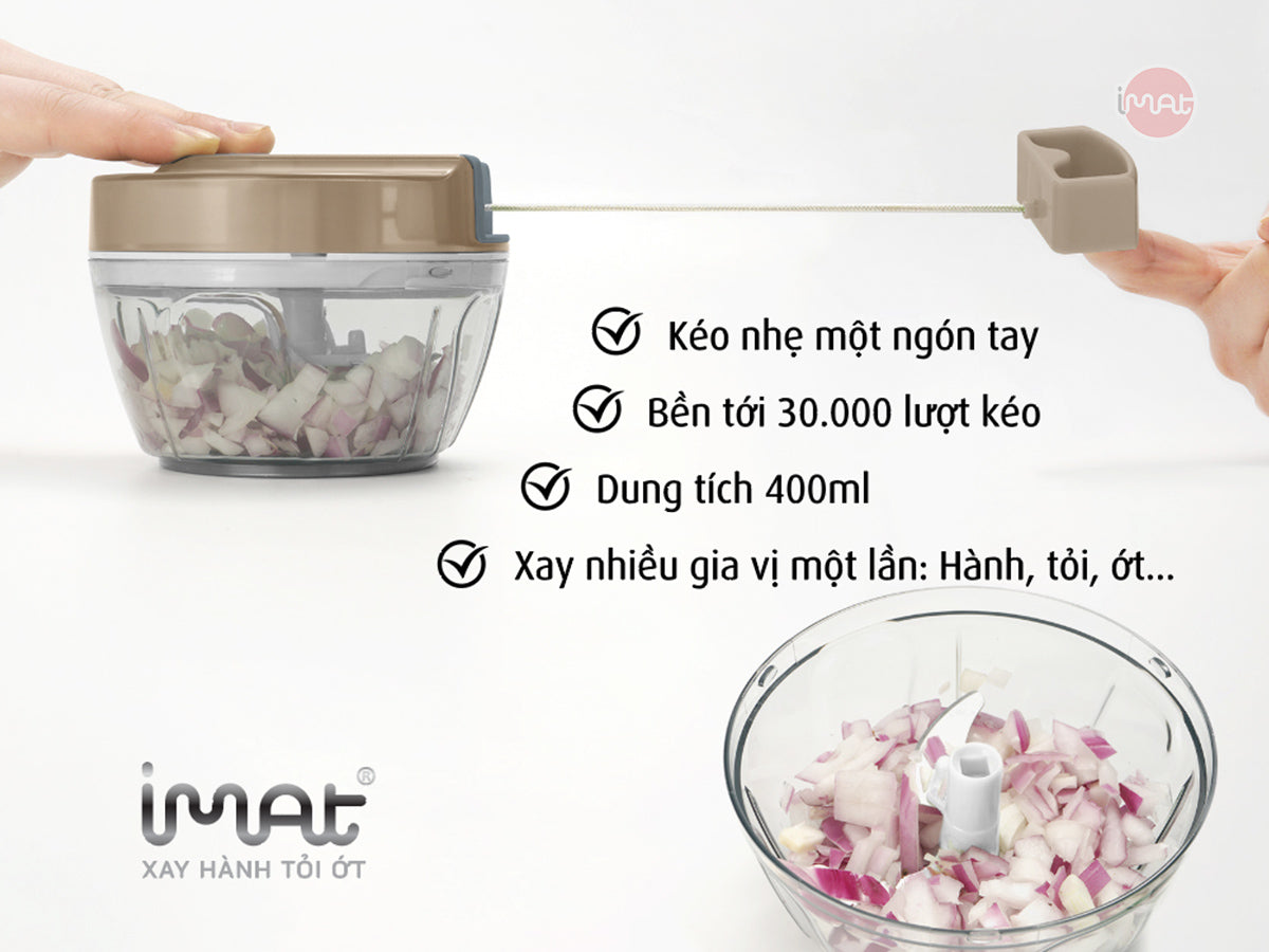 Cối xay tỏi ớt kéo tay cốc Tritan