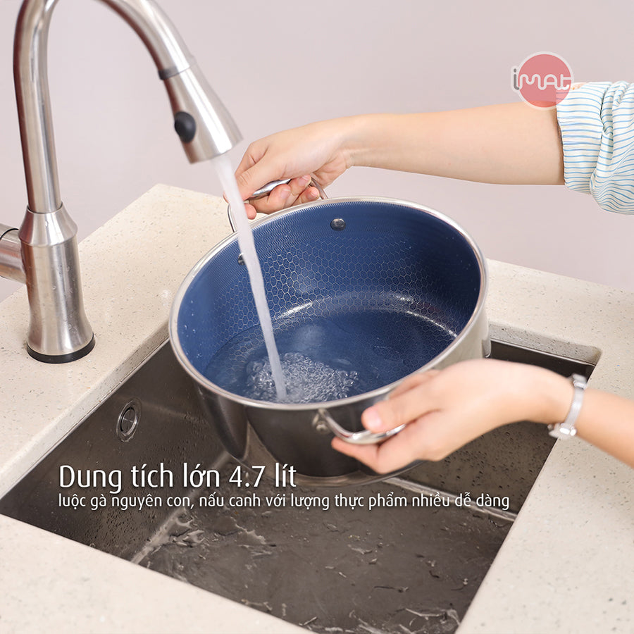 Bộ 5 nồi chảo iMat Hybrid lòng xanh