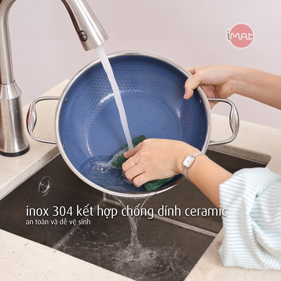 Bộ 5 nồi chảo iMat Hybrid lòng xanh