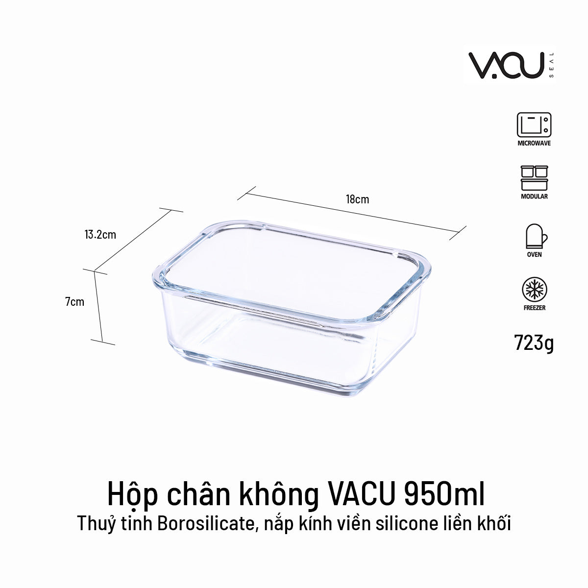 Hộp thuỷ tinh chân không VACU - Neoflam, Hàn Quốc: 570Ml, 950Ml,1.5L, 2.3L