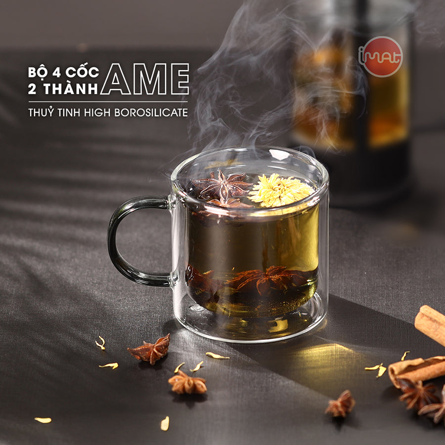 Bộ cốc AME hai thành 250ml bằng thuỷ tinh Borosilicate