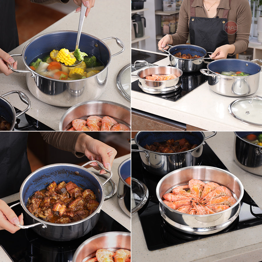 Bộ 2 nồi iMat Hybrid lòng xanh 20, 24