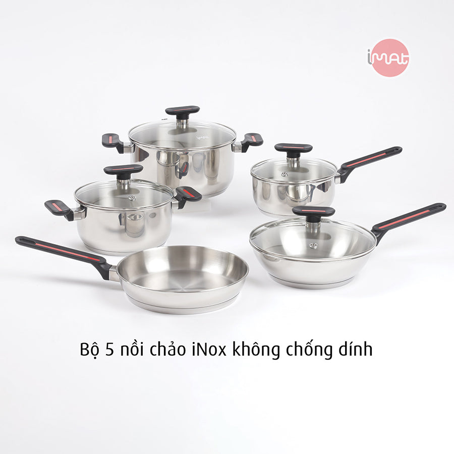 Bộ 5 nồi chảo iNox - Không phủ lớp chống dính