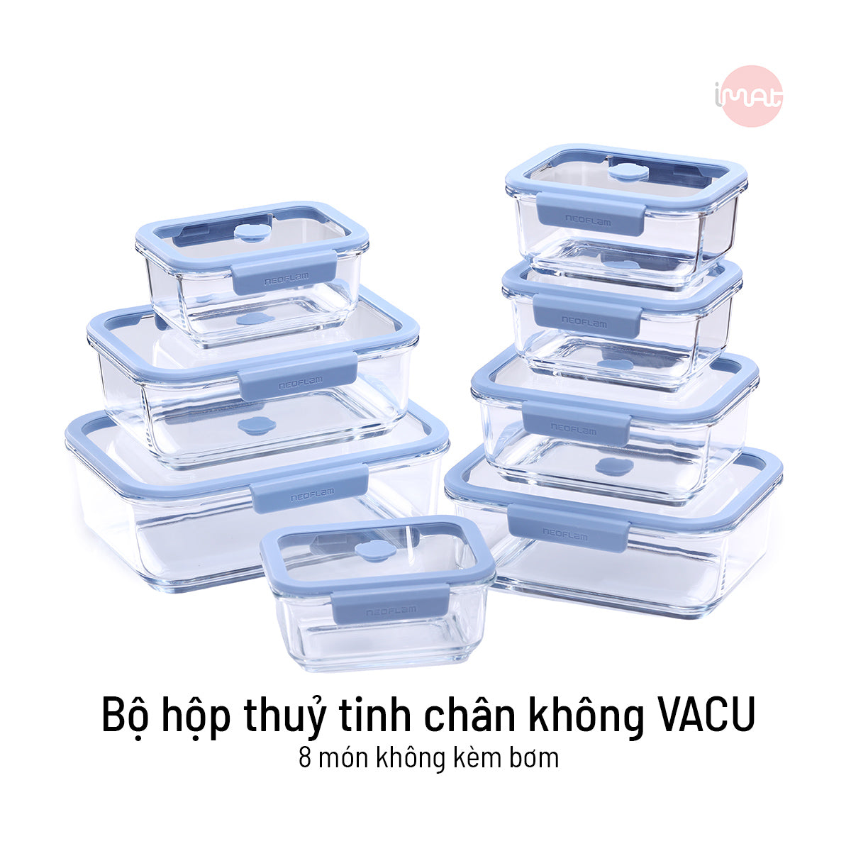 Bộ hộp thuỷ tinh chân không VACU 8 món không kèm bơm