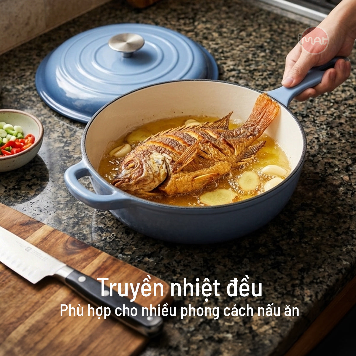 Chảo gang tráng men sâu lòng 26cm
