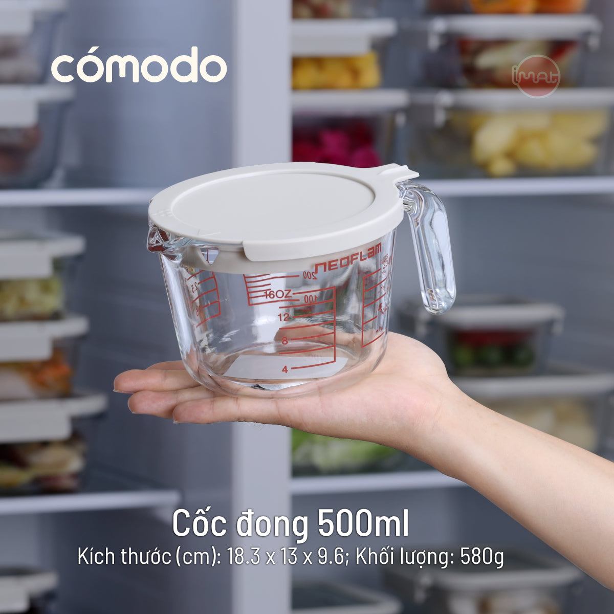 Bộ 14 hộp thuỷ tinh Comodo chịu nhiệt nắp kính