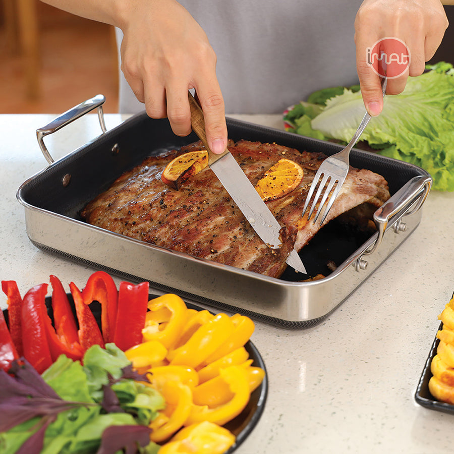 Chảo vuông đa năng 24 hai tay cầm iMat Hybrid