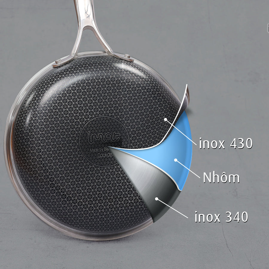 Chảo đa năng hai tay cầm iMat Hybrid lòng đen