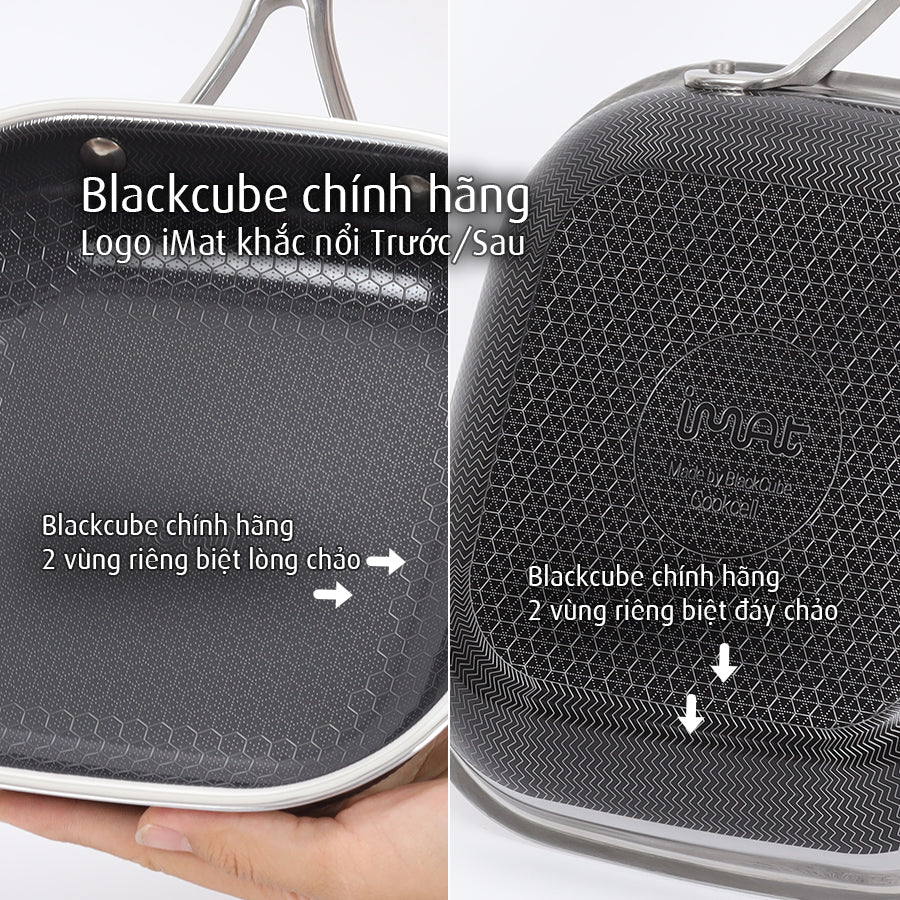 Chảo vuông iMat Hybrid lòng đen