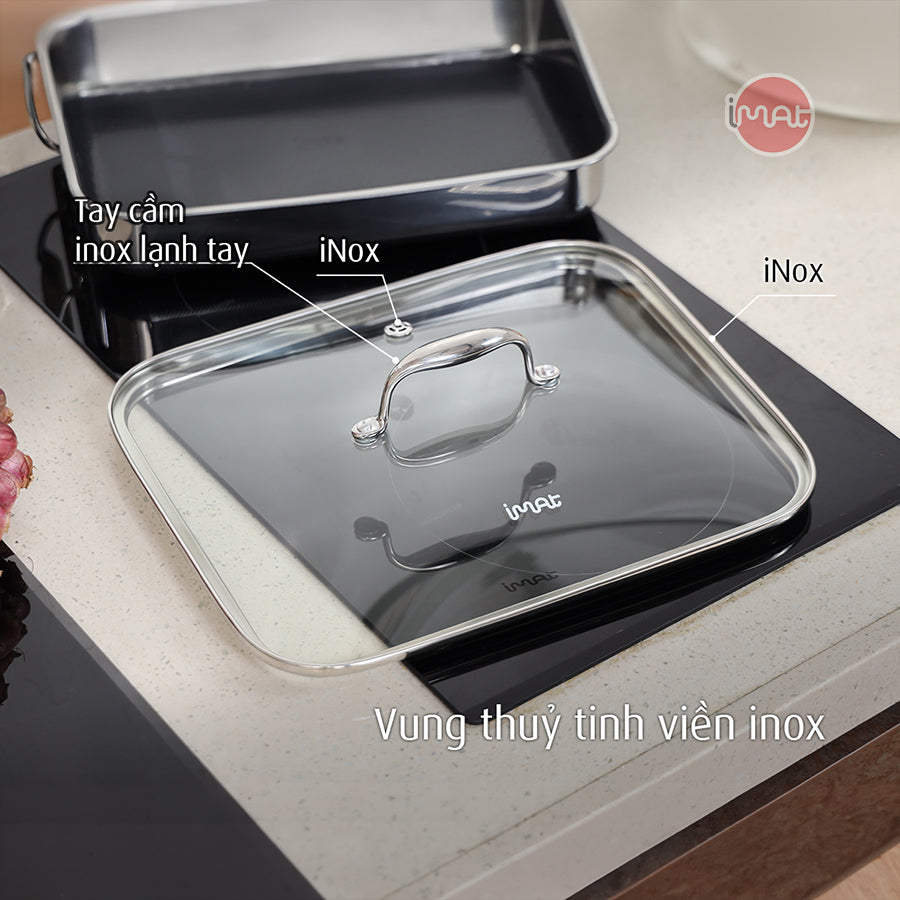 Vung thuỷ tinh cho chảo vuông đa năng 24 iMat Hybrid