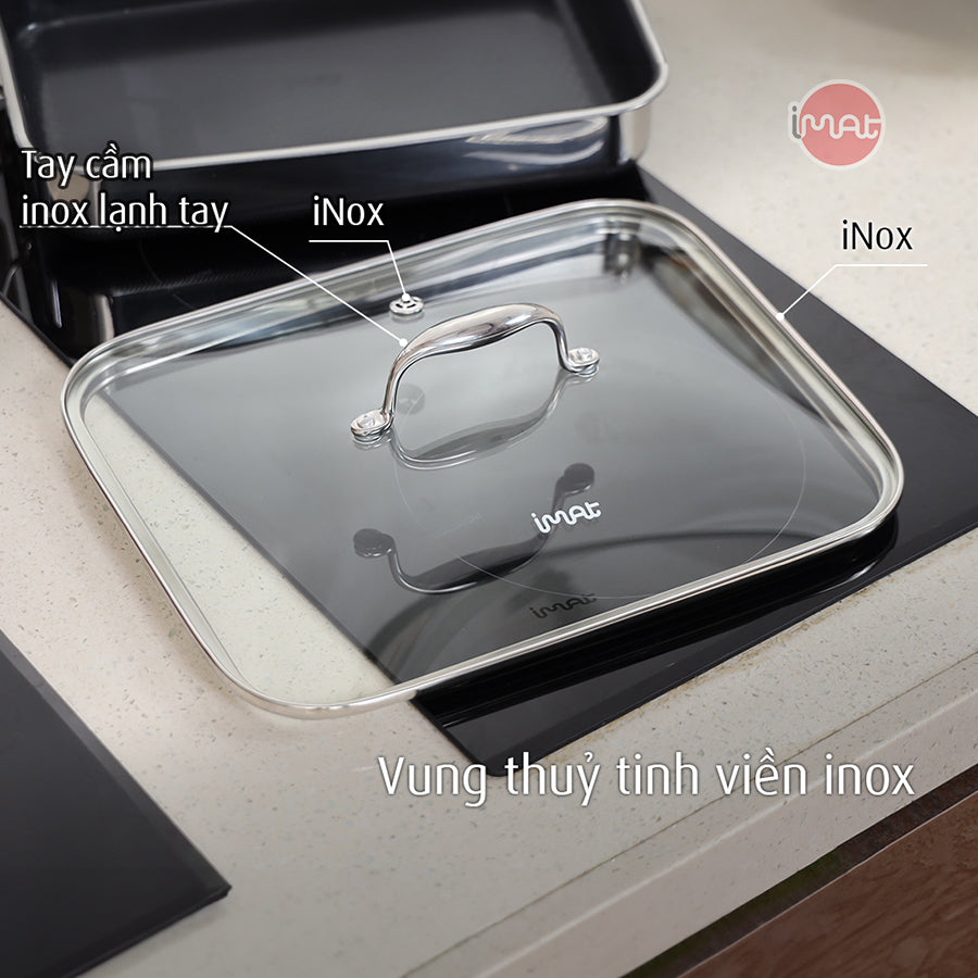 Chảo vuông đa năng 24 hai tay cầm iMat Hybrid
