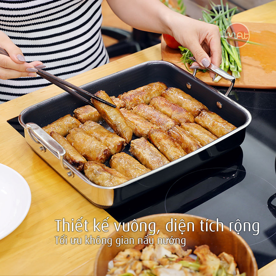 Chảo vuông đa năng 24 hai tay cầm iMat Hybrid