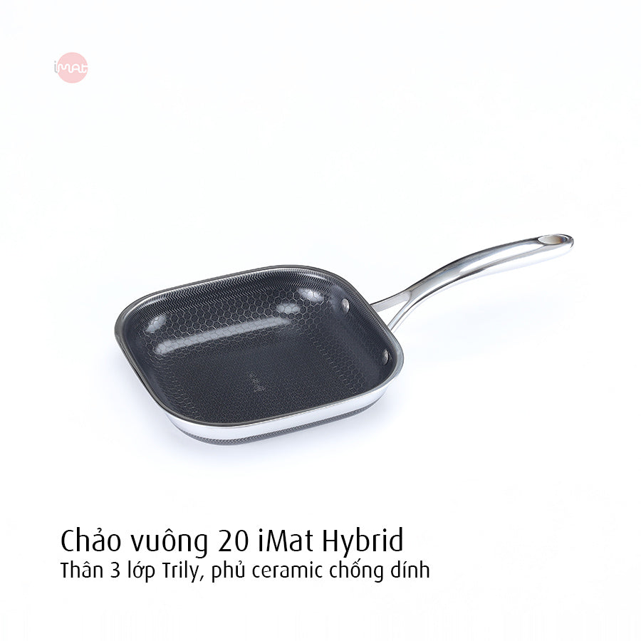 Chảo vuông iMat Hybrid lòng đen