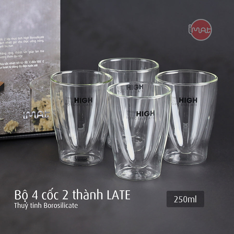 Bộ cốc LATE 2 thành 250ml bằng thuỷ tinh Borosilicate