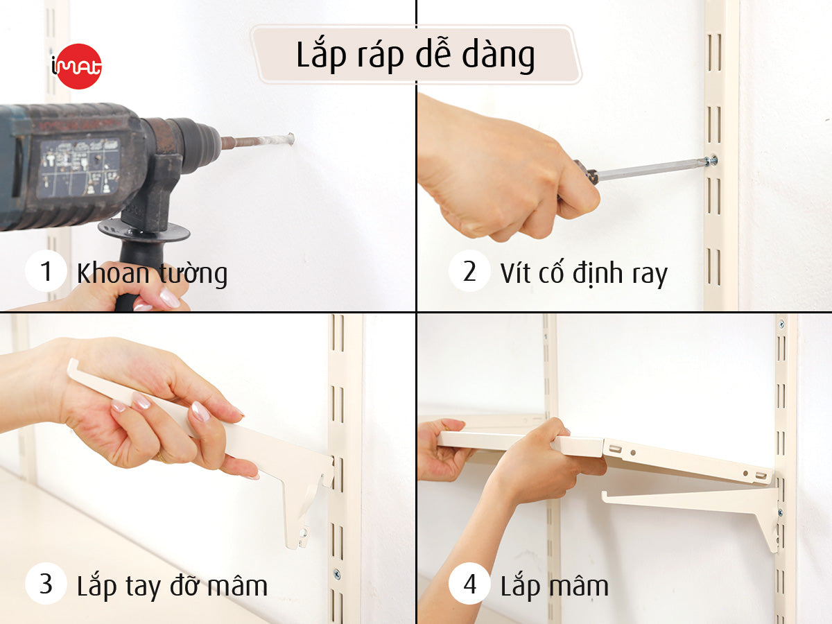 Kệ lắp ráp DIY 4 tầng mâm sắt