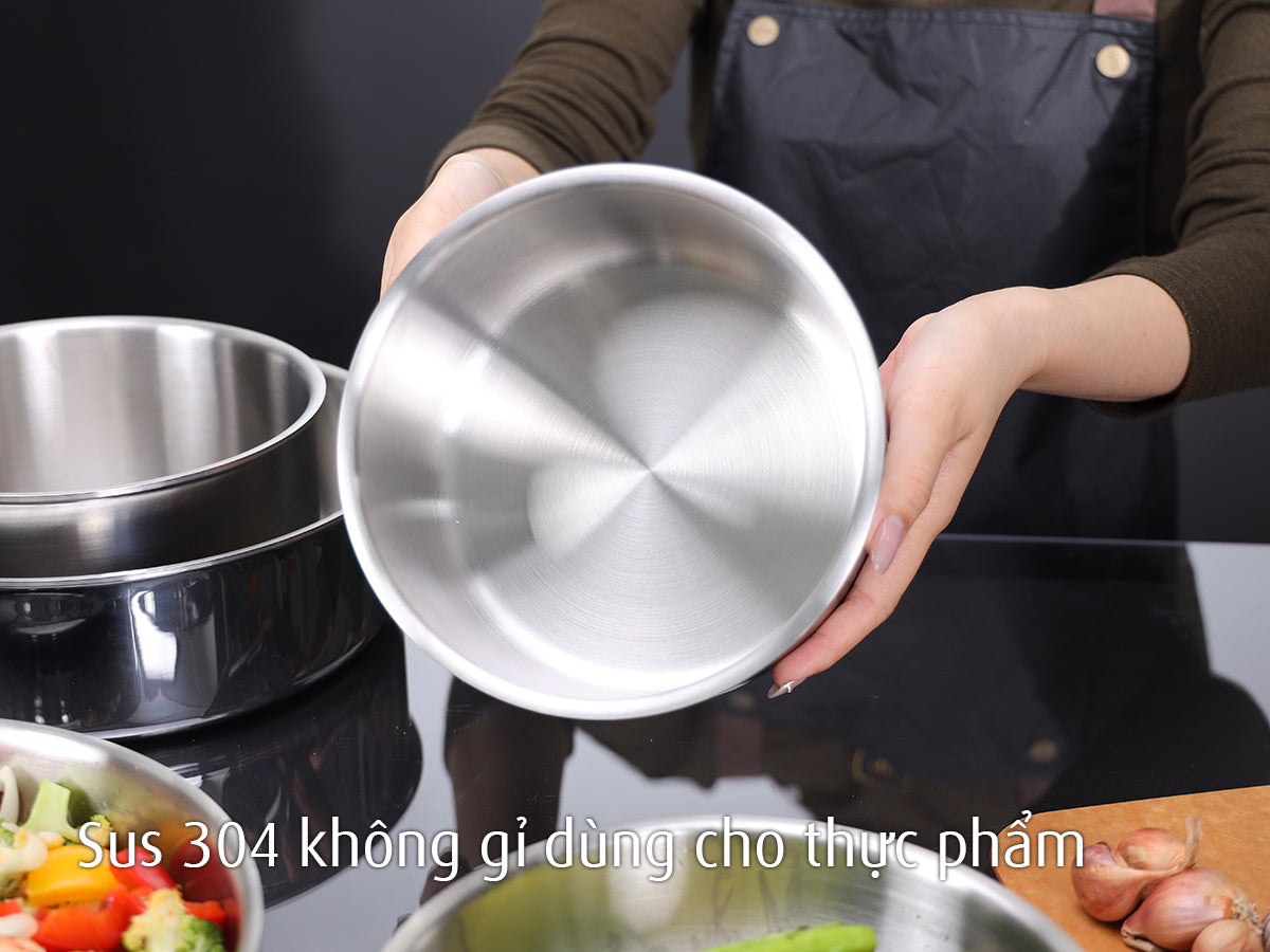 Bộ 5 nồi chảo iNox - Không phủ lớp chống dính