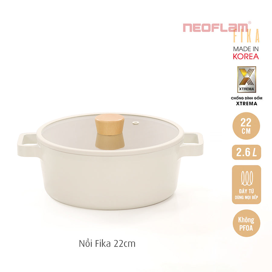 Nồi Fika Hàn Quốc, tráng gốm chống dính, đáy từ