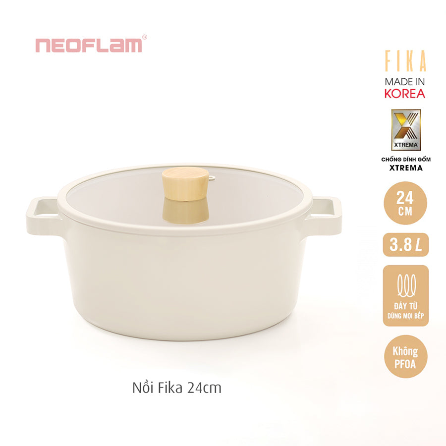 Nồi Fika Hàn Quốc, tráng gốm chống dính, đáy từ