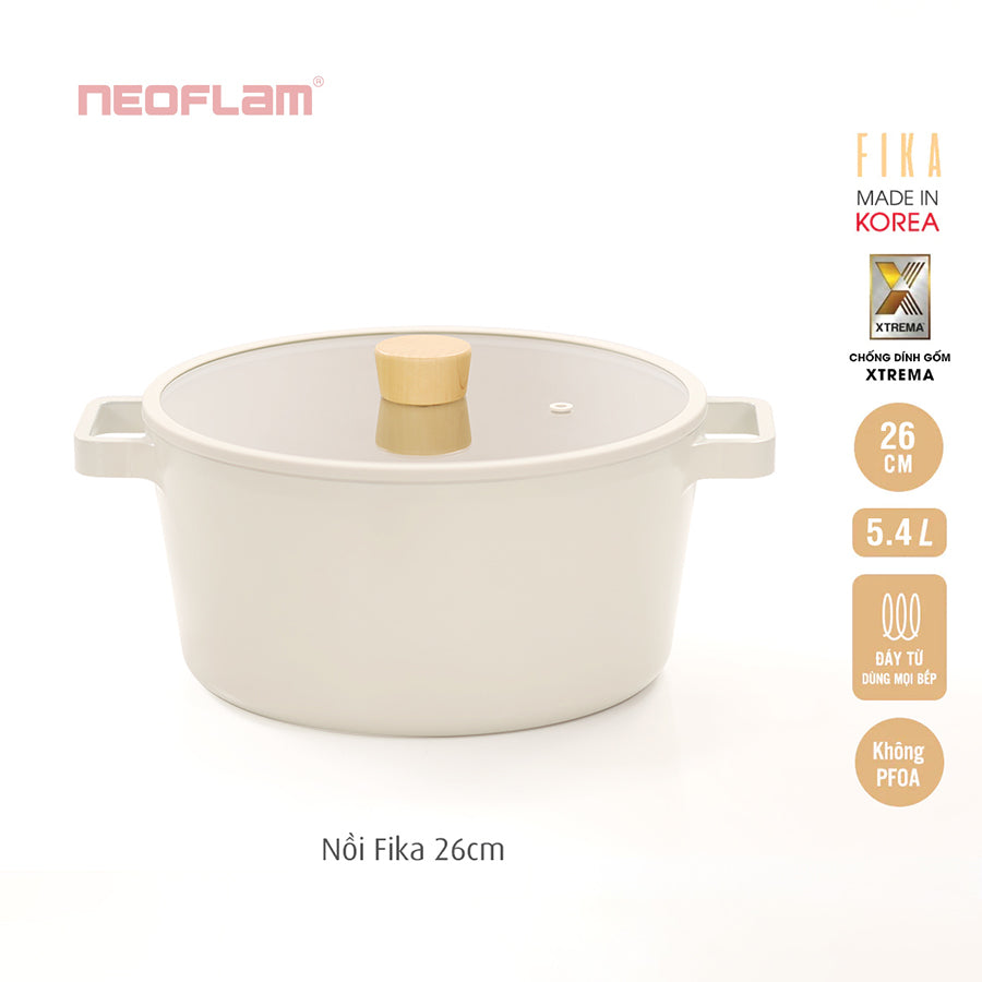 Nồi Fika Hàn Quốc, tráng gốm chống dính, đáy từ