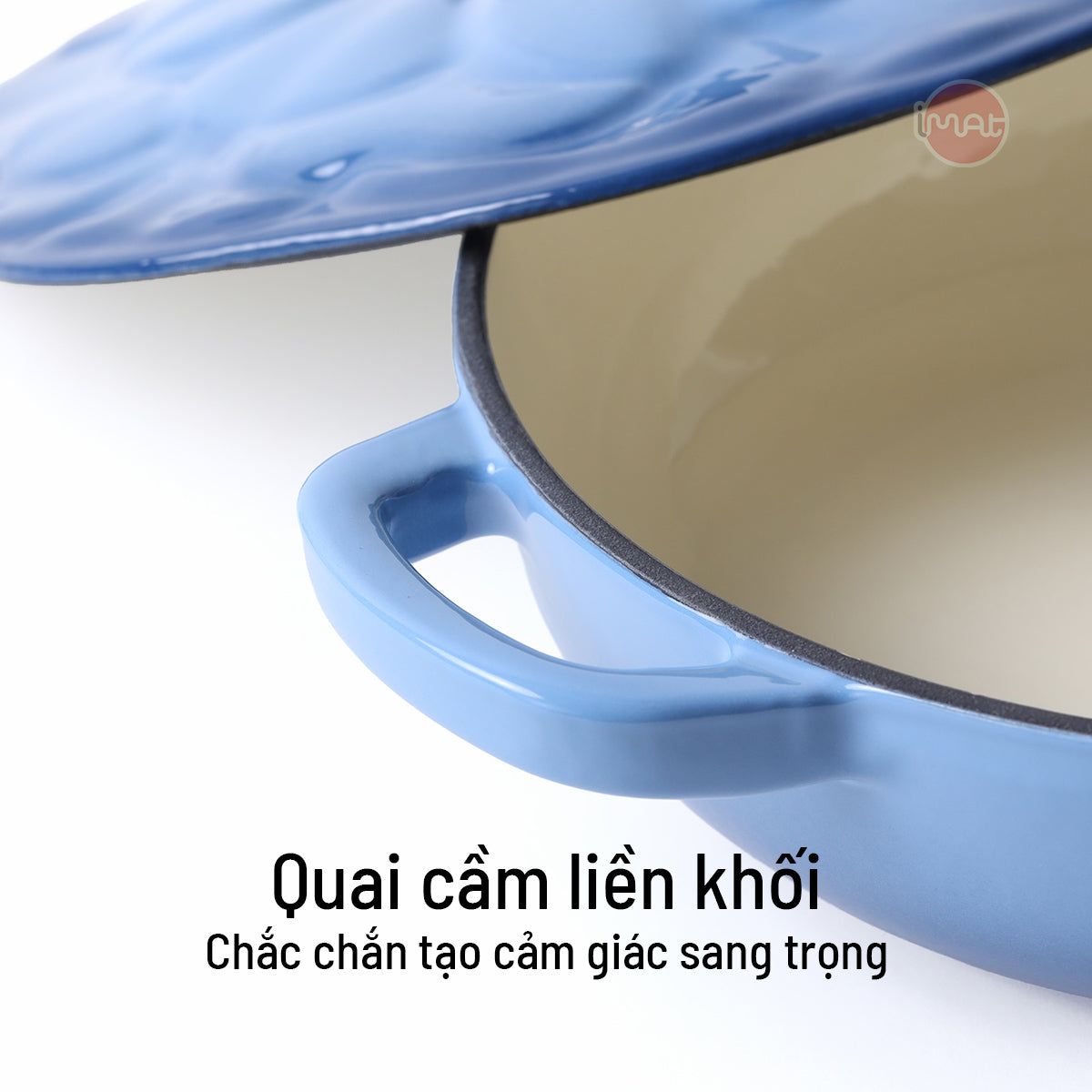 Chảo gang tráng men đa năng nắp cánh hoa 24cm