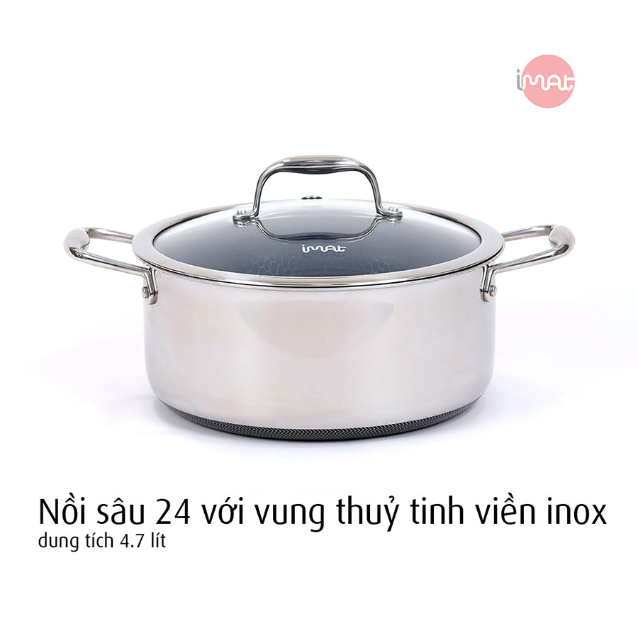 Bộ 5 nồi chảo iMat Hybrid lòng xanh