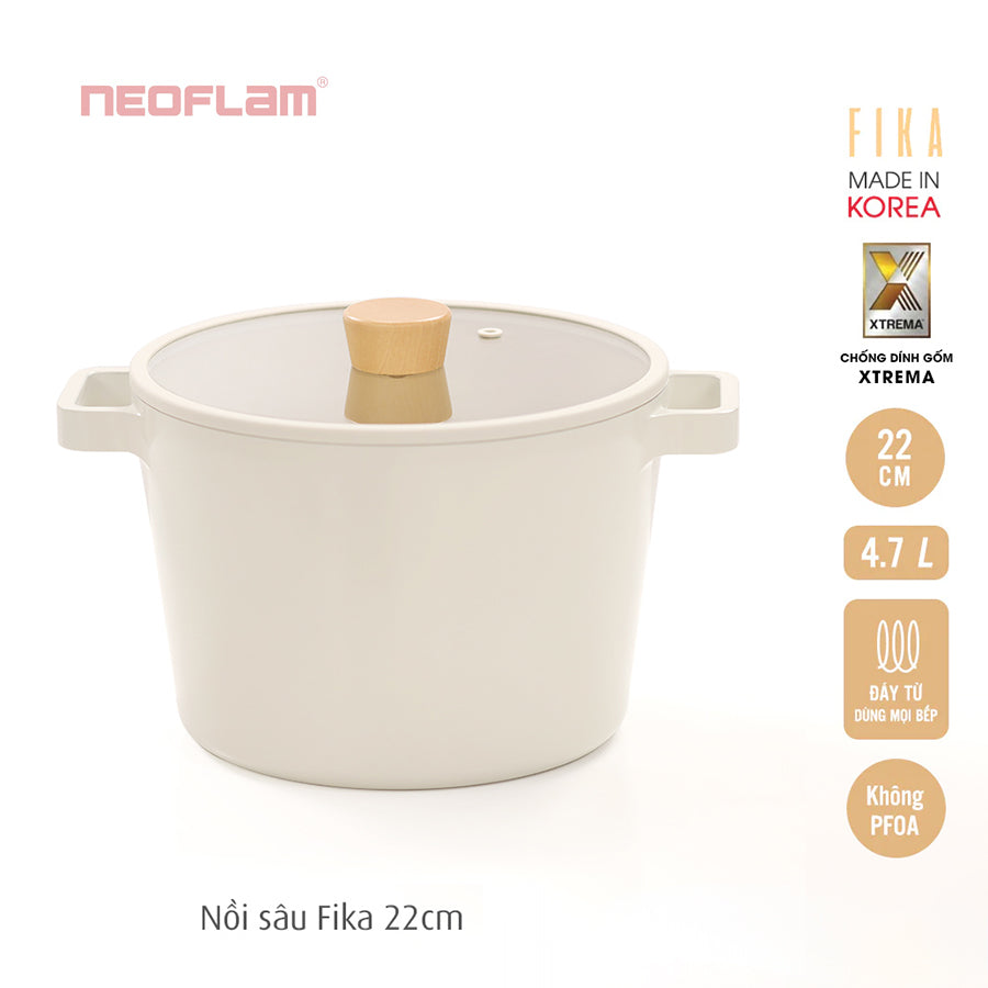 Nồi Fika Hàn Quốc, tráng gốm chống dính, đáy từ