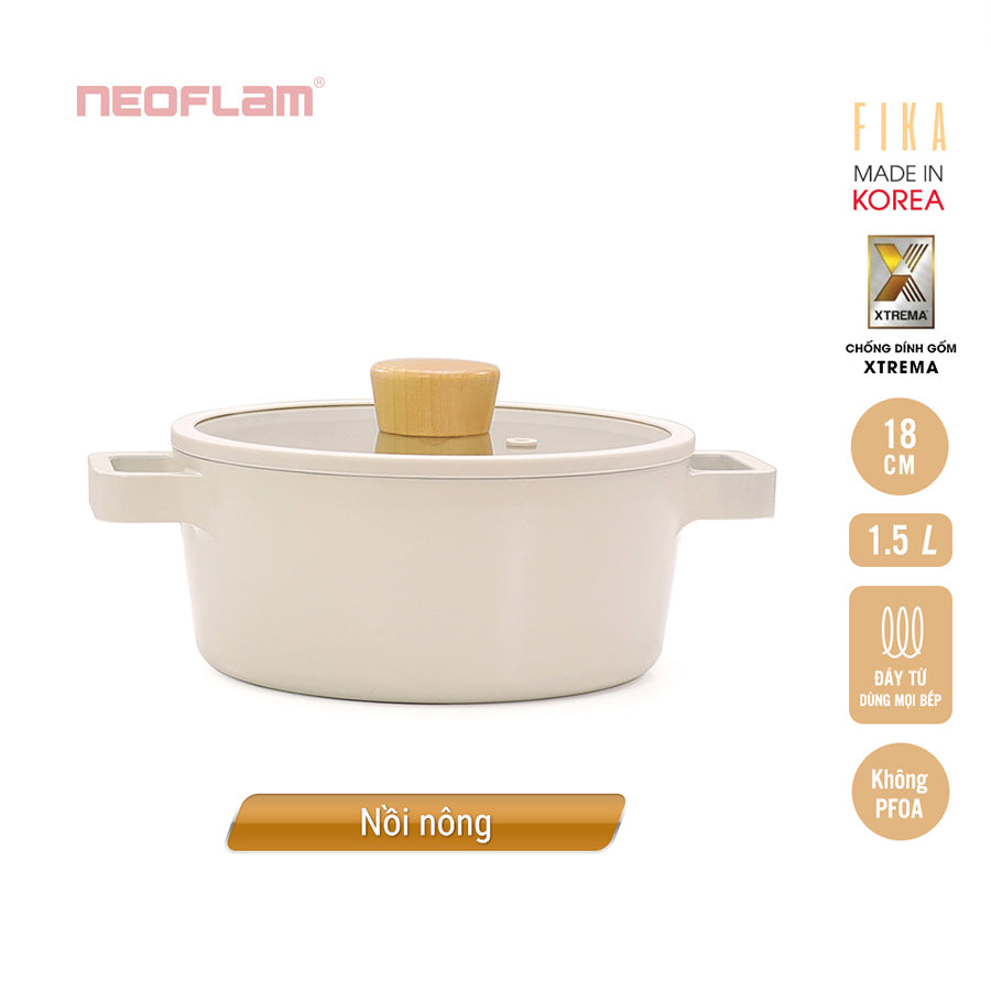 Nồi Fika Hàn Quốc, tráng gốm chống dính, đáy từ