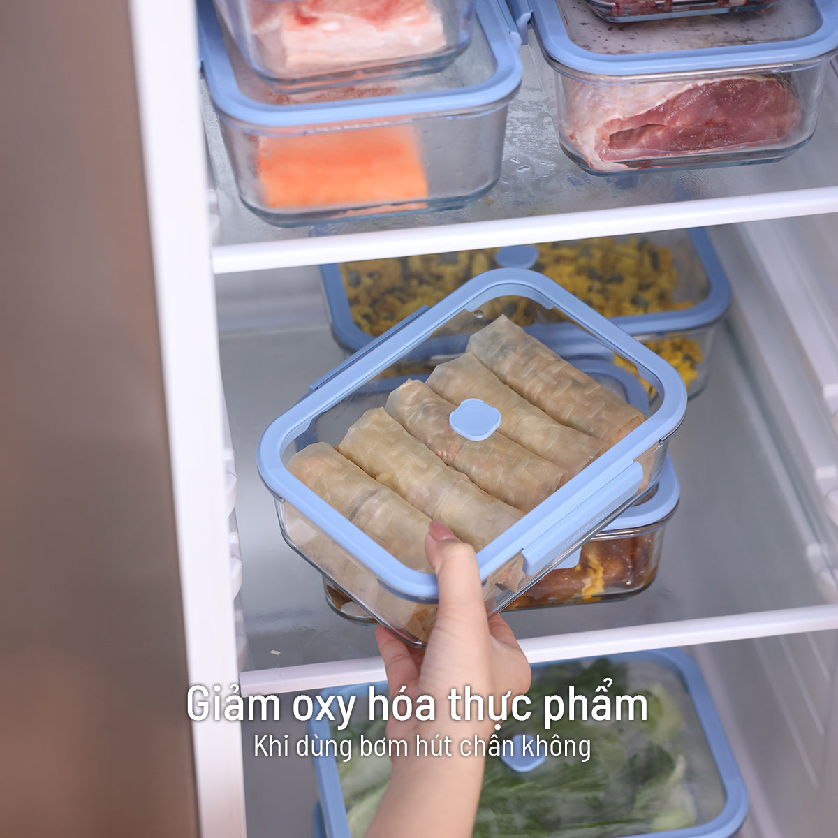 Bộ hộp thuỷ tinh chân không VACU 6 món có bơm