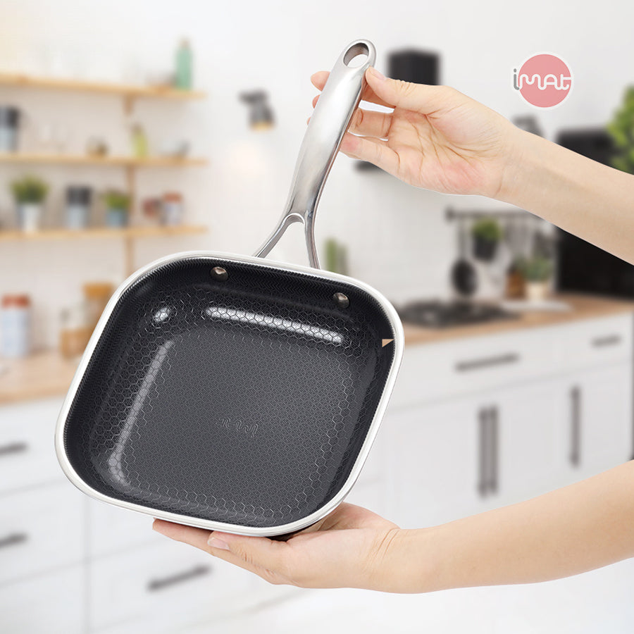Chảo vuông iMat Hybrid lòng đen