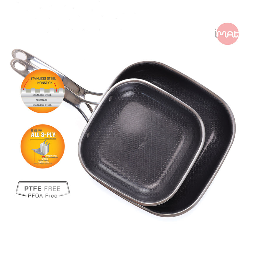 Chảo vuông iMat Hybrid lòng đen
