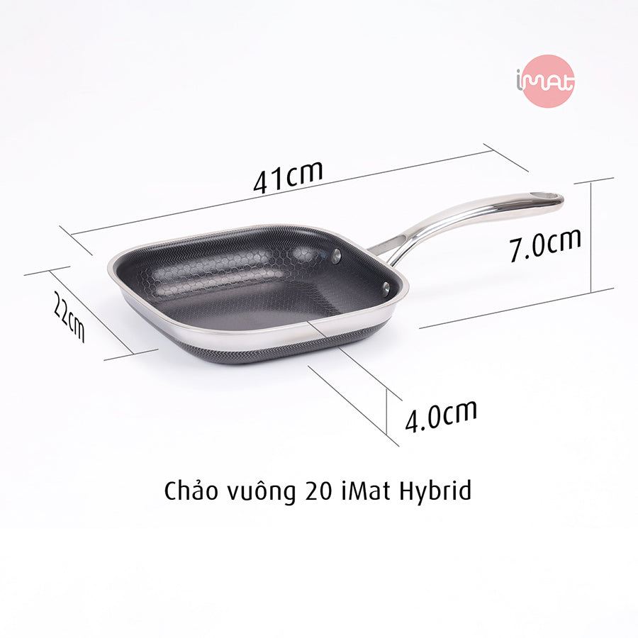 Chảo vuông iMat Hybrid lòng đen