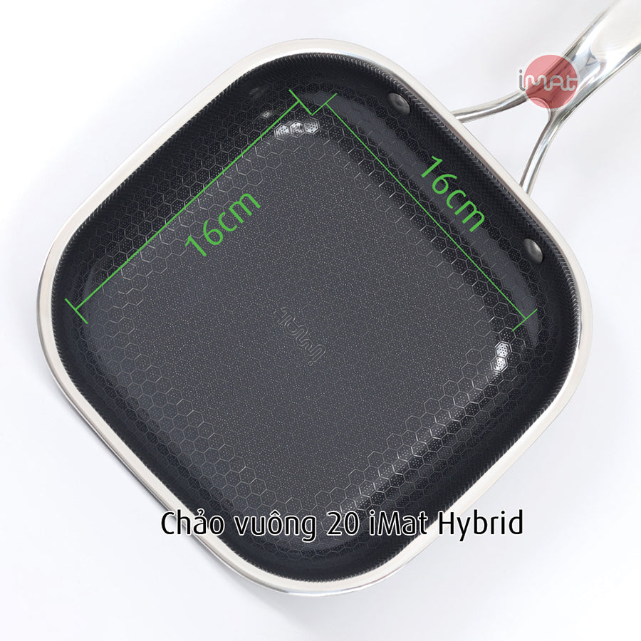 Chảo vuông iMat Hybrid lòng đen