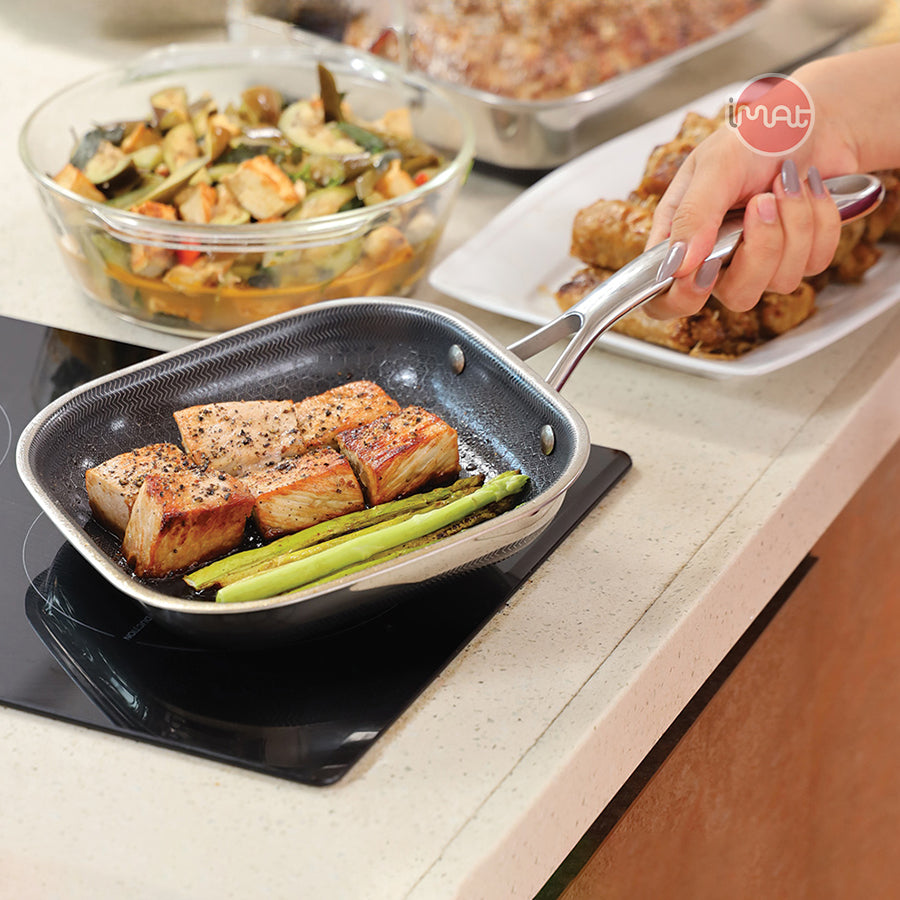 Chảo vuông iMat Hybrid lòng đen