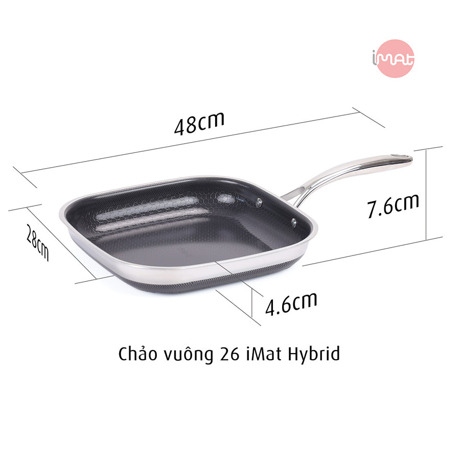 Chảo vuông iMat Hybrid lòng đen