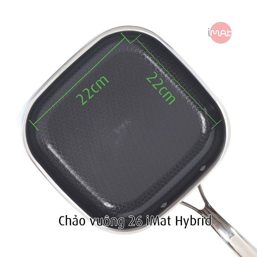 Chảo vuông iMat Hybrid lòng đen