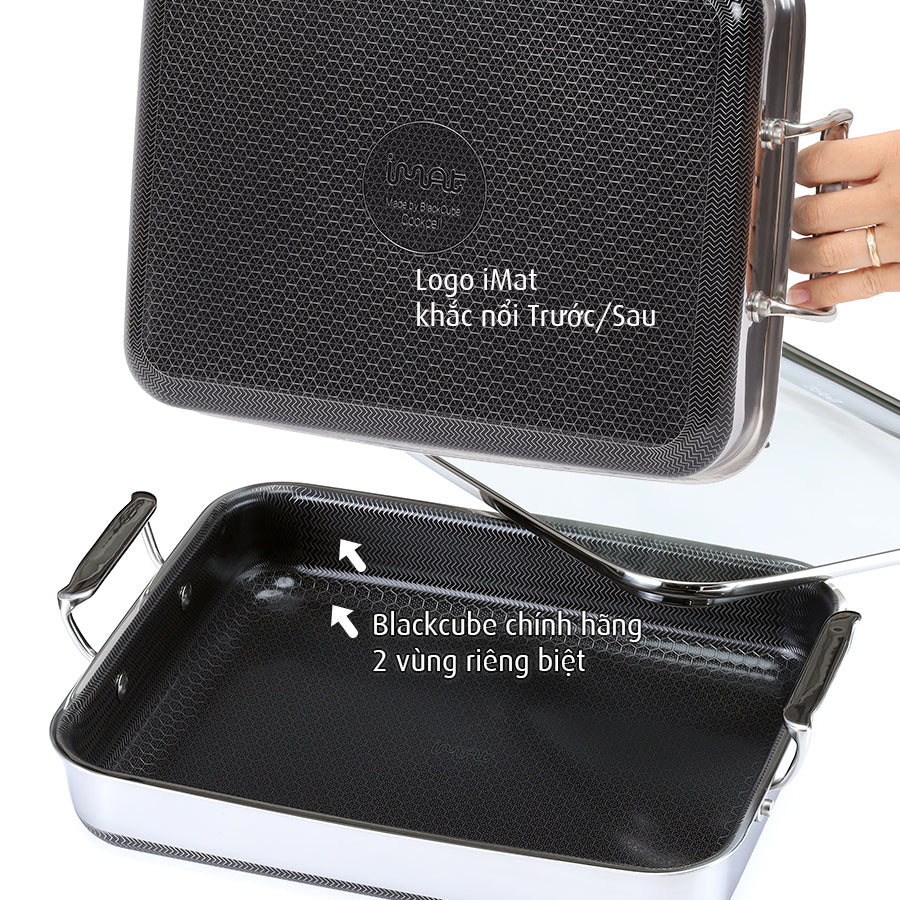 Chảo vuông đa năng 24 hai tay cầm iMat Hybrid
