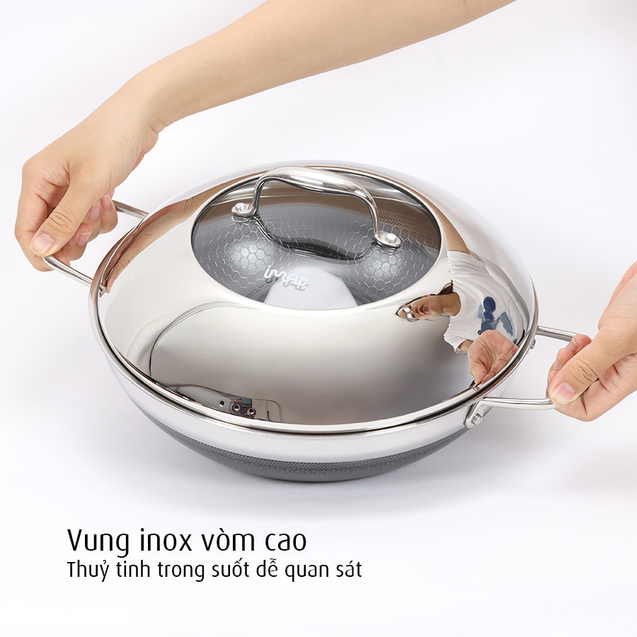 Chảo đa năng hai tay cầm iMat Hybrid lòng đen