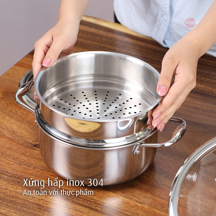 Bộ 2 nồi iMat Hybrid lòng xanh 20, 24